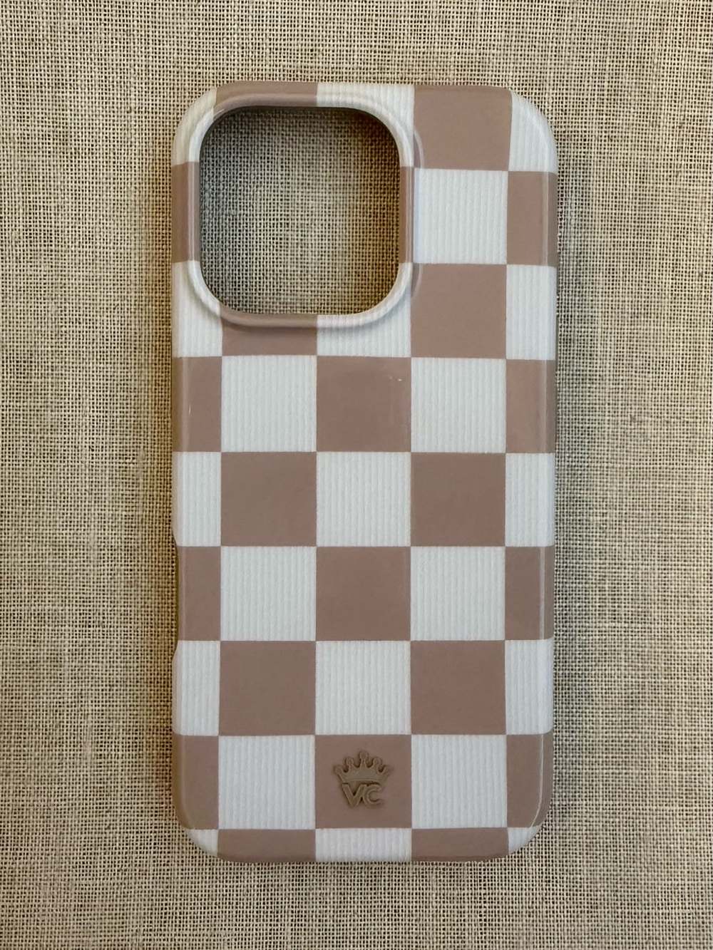 Velvet Caviar Checkerboard Phone Case - Tan & White